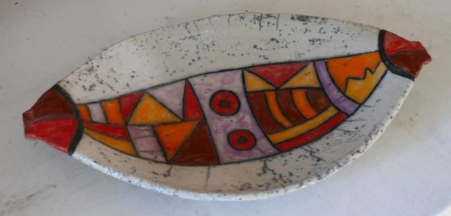 Design intitulée "coupelle ovale ethn…" par Armelle Colombier, Œuvre d'art originale, Céramique