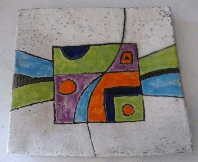 Design intitulée "coupelle carrés ora…" par Armelle Colombier, Œuvre d'art originale, Céramique