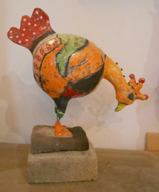 Sculpture intitulée "la Poule" par Armelle Colombier, Œuvre d'art originale, Céramique