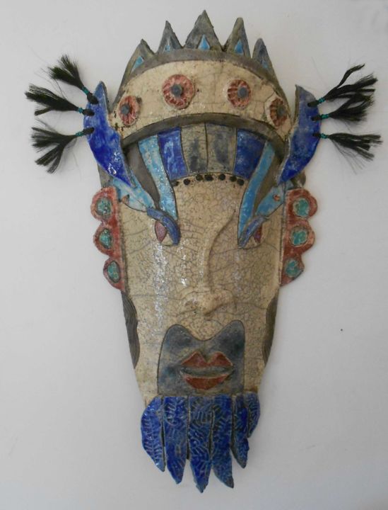 Sculpture intitulée "masque chinois" par Armelle Colombier, Œuvre d'art originale