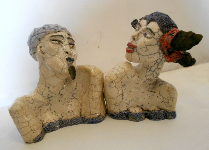 Escultura intitulada "le-couple.jpg" por Armelle Colombier, Obras de arte originais, Cerâmica