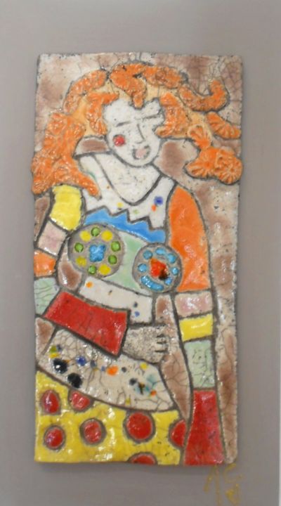 Scultura intitolato "La rigolade" da Armelle Colombier, Opera d'arte originale, Ceramica