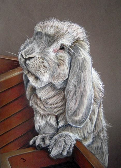 Painting titled "Jack le lapin" by Armelle Desages, Original Artwork