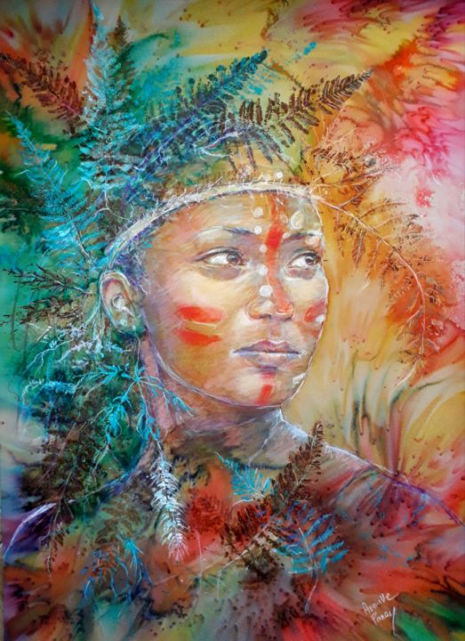 Painting titled "ARAWAK 3" by Armelle Panay, Original Artwork, Pastel