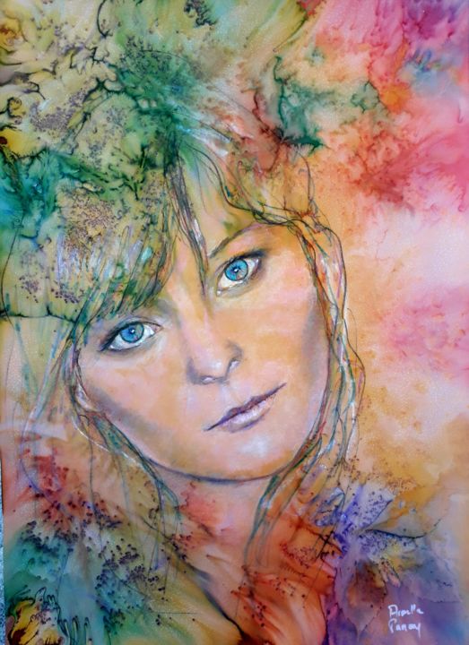 Painting titled "KMI en lumiere" by Armelle Panay, Original Artwork, Watercolor