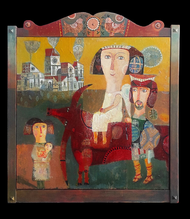 Pittura intitolato "Meeting with heroo" da Armen Adilkhanyan (Adil), Opera d'arte originale, Acrilico Montato su Telaio per…