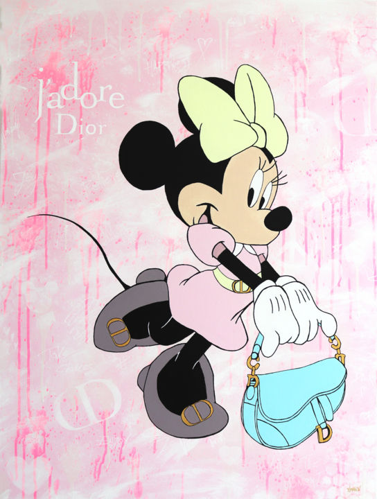 Painting titled "J’adore Minnie" by Armen Art, Original Artwork, Acrylic Mounted on Wood Stretcher frame