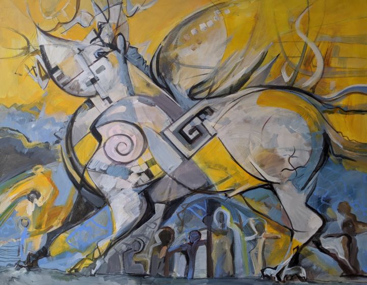 Painting titled "The beast" by Armen Ghazayran (Nem), Original Artwork, Acrylic