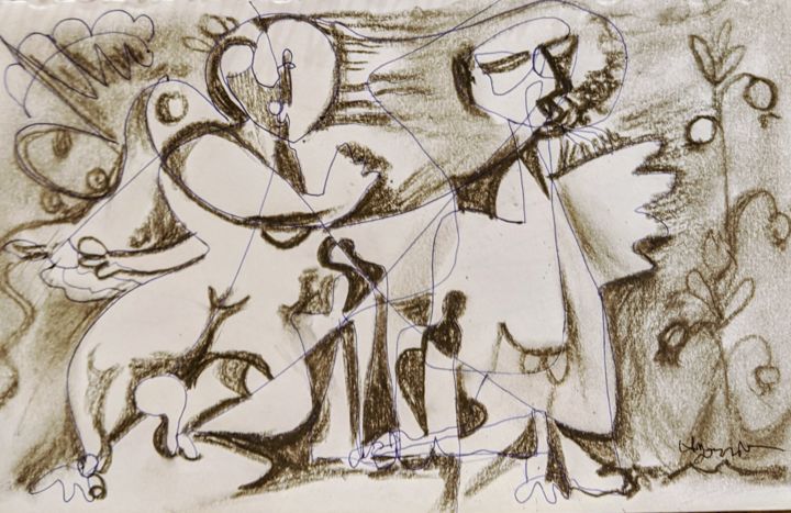 Σχέδιο με τίτλο "separation" από Armen Ghazayran (Nem), Αυθεντικά έργα τέχνης, Κάρβουνο