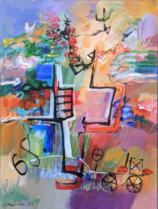 Painting titled "68" by Armen Ghazayran (Nem), Original Artwork, Acrylic