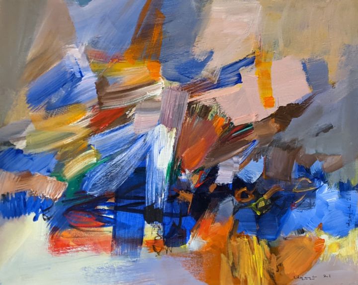 Painting titled "Elephant and sun" by Armen Ghazayran (Nem), Original Art, Acrylic