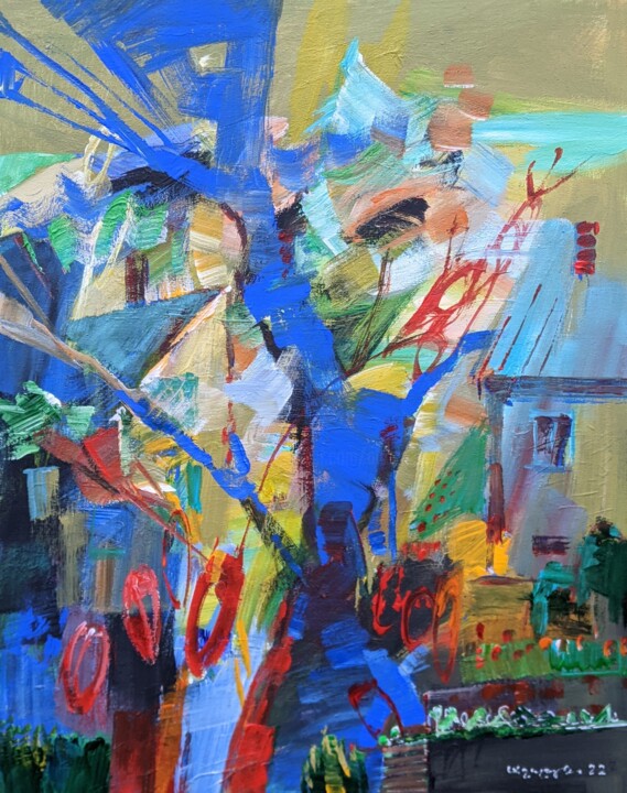 Painting titled "in one of the stree…" by Armen Ghazayran (Nem), Original Artwork, Acrylic