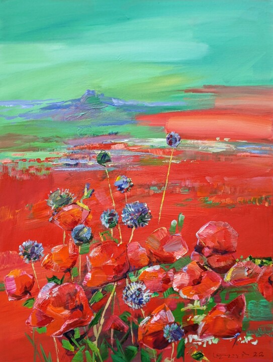 "Poppy field" başlıklı Tablo Armen Ghazayran (Nem) tarafından, Orijinal sanat, Akrilik