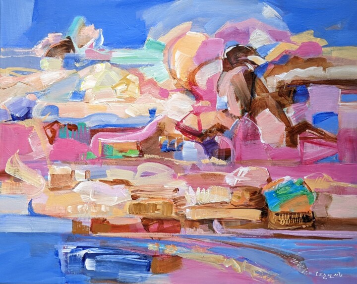 Painting titled "Ice cream village" by Armen Ghazayran (Nem), Original Artwork, Acrylic