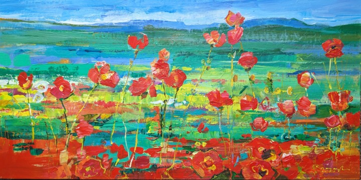 Painting titled "My poppies 24" by Armen Ghazayran (Nem), Original Artwork, Acrylic