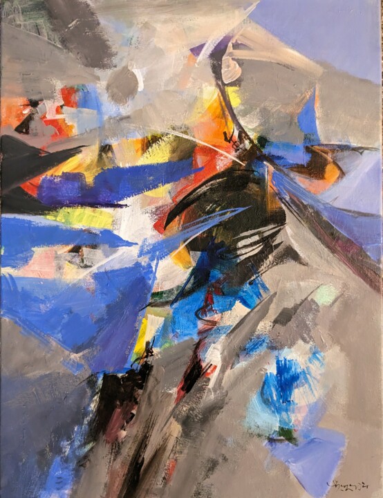Painting titled "composition -Blue 7" by Armen Ghazayran (Nem), Original Artwork, Acrylic
