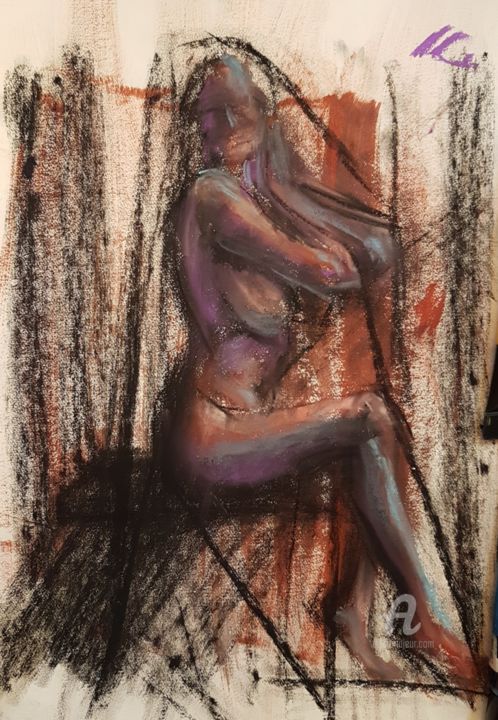 Peinture intitulée "Nude girl" par Armin Abazari, Œuvre d'art originale, Pastel