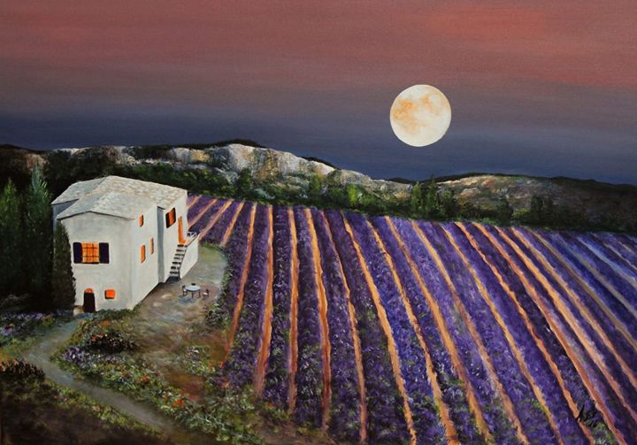 Malerei mit dem Titel ""Sommerabend in der…" von Armin Evers, Original-Kunstwerk, Acryl