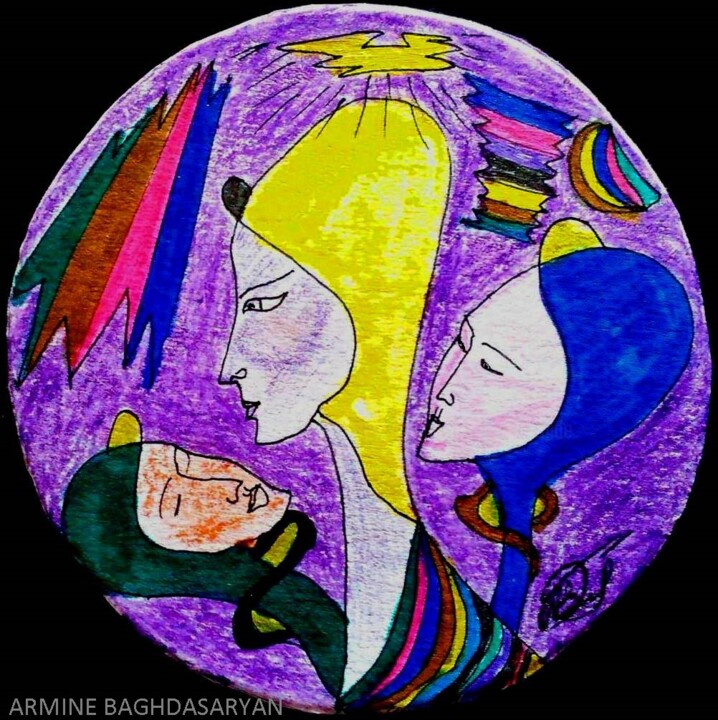 Dessin intitulée "bonne chance" par Armine Baghdasaryan (Parmide), Œuvre d'art originale, Stylo à bille