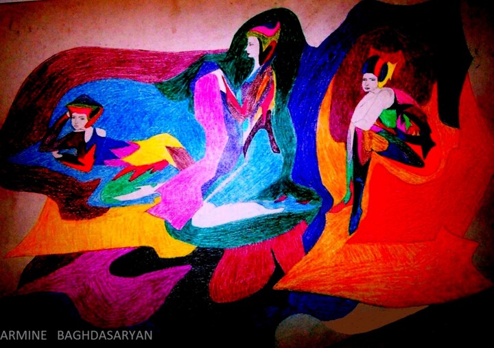 Dessin intitulée "Séparé  avec leurs…" par Armine Baghdasaryan (Parmide), Œuvre d'art originale, Crayon