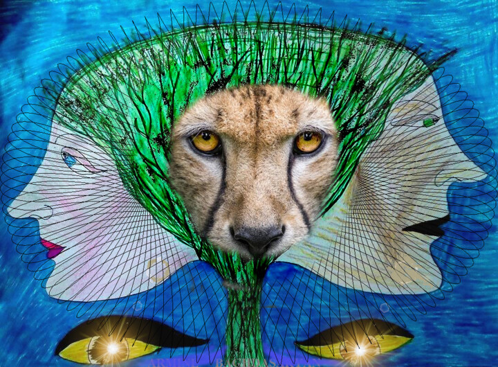 Dessin intitulée "le lion défenseur e…" par Armine Baghdasaryan (Parmide), Œuvre d'art originale, Stylo à bille