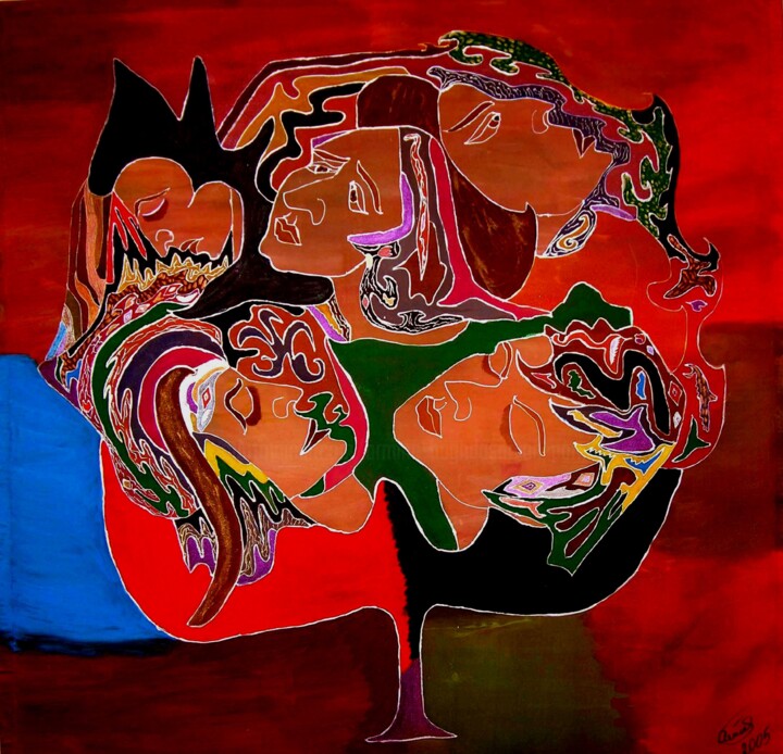 Painting titled "Ensemble mais seuls" by Armine Baghdasaryan (Parmide), Original Artwork, Acrylic