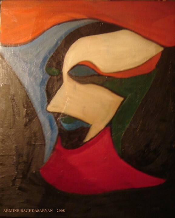 Painting titled "Masque" by Armine Baghdasaryan (Parmide), Original Artwork, Oil