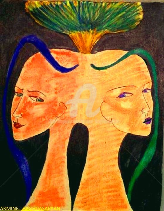 Dessin intitulée "With the same passi…" par Parmide, Œuvre d'art originale, Stylo à bille