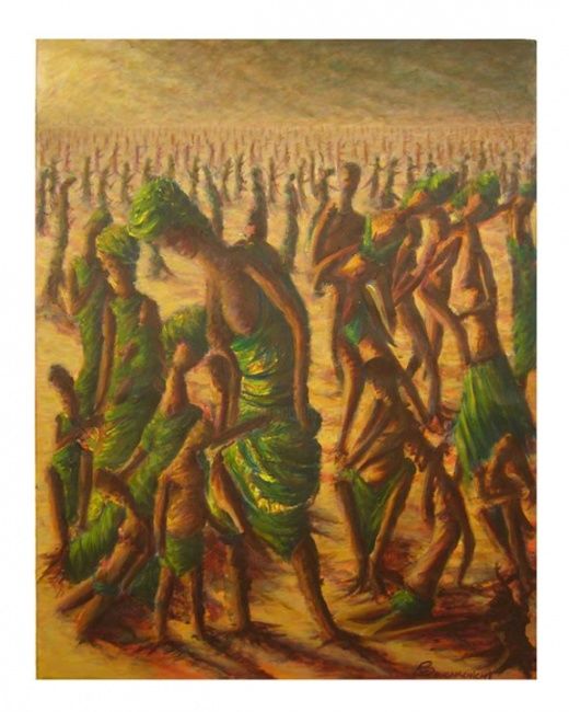 Peinture intitulée "LA FORET QUI MEURT" par Amine Boughachiche, Œuvre d'art originale, Autre