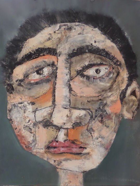 Peinture intitulée "Retrato en gris" par Arnaldo Delgado, Œuvre d'art originale, Huile