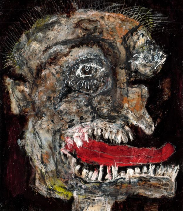 Pittura intitolato "Hombre con la lengu…" da Arnaldo Delgado, Opera d'arte originale, Olio