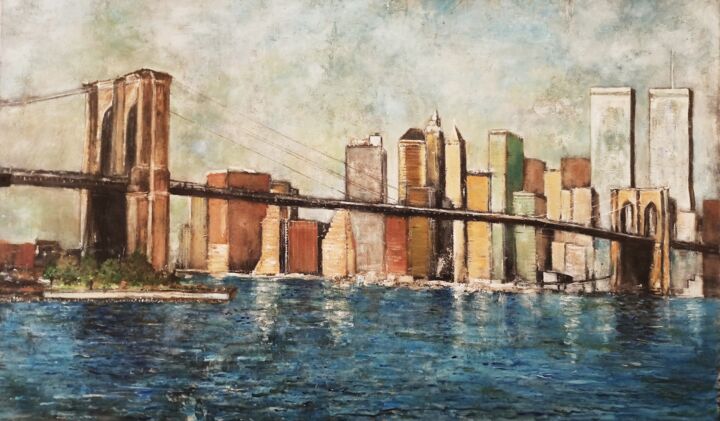 Peinture intitulée "The Bridge" par Arnaldo Mangolini, Œuvre d'art originale, Huile Monté sur Châssis en bois
