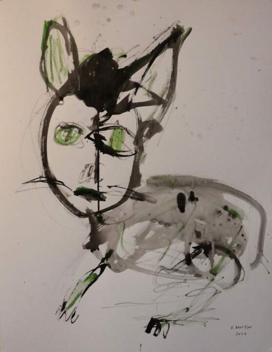 Drawing titled "FEVRIER 2024" by Arnaud Broutin, Original Artwork, Acrylic