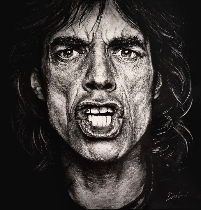 "Mick Jagger" başlıklı Tablo Arnaud Chapalain tarafından, Orijinal sanat, Petrol Ahşap panel üzerine monte edilmiş