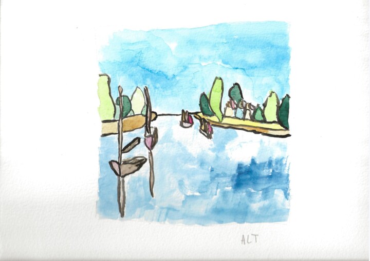 绘画 标题为“Les fleuves” 由Arnaud De La Tour, 原创艺术品, 水彩