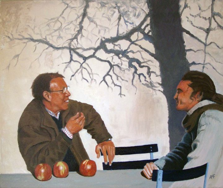 Painting titled "Marc et Basile" by Arnaud Feuga, Original Artwork, Oil