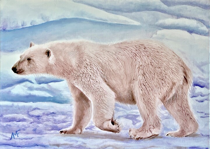 Peinture intitulée "L'ourse" par Arnaud Feuga, Œuvre d'art originale, Huile Monté sur Châssis en bois
