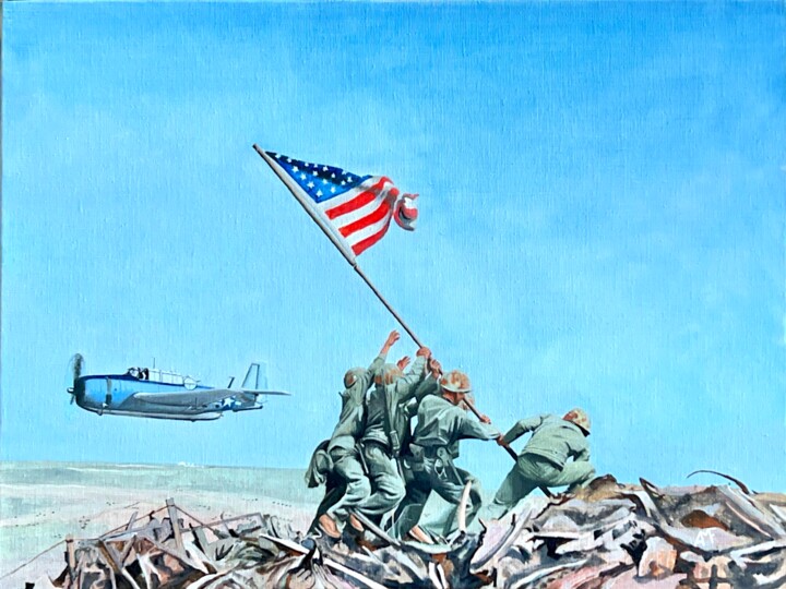 Painting titled "Iwo Jima" by Arnaud Feuga, Original Artwork, Oil
