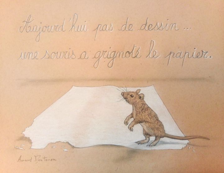 Dessin intitulée "La souris comme ali…" par Arnaud Montenon, Œuvre d'art originale, Crayon