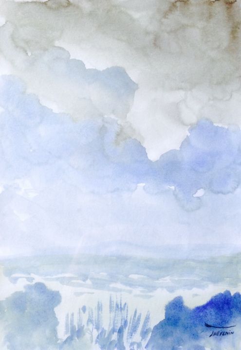 Картина под названием "Hawaii "Rocher de l…" - Arnaud Thévenin, Подлинное произведение искусства, Акварель