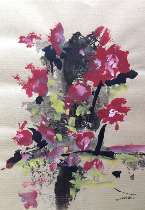 Картина под названием "Japon 7" - Arnaud Thévenin, Подлинное произведение искусства, Чернила