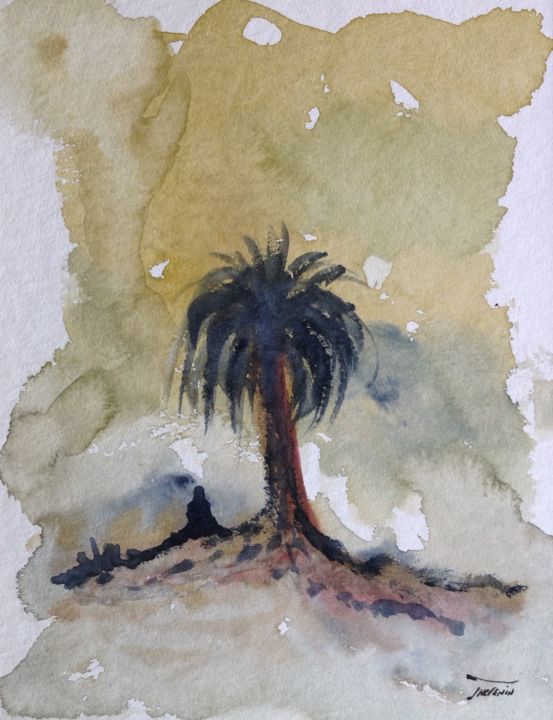 Peinture intitulée "Maroc"La méditation"" par Arnaud Thévenin, Œuvre d'art originale, Aquarelle