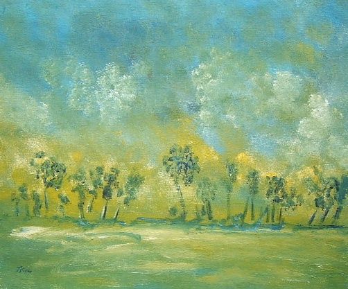 Peinture intitulée ""Printemps a Givern…" par Arnaud Thévenin, Œuvre d'art originale, Huile