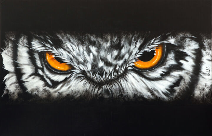 Painting titled "The owl" by Arnaud Verhulst, Original Artwork, Acrylic