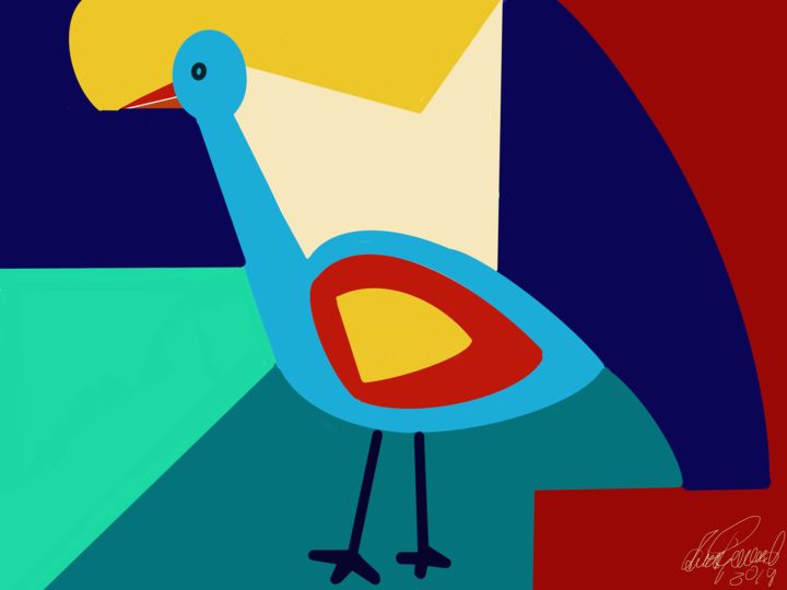 Digitale Kunst getiteld "Birdie" door Arne Fjellerad, Origineel Kunstwerk, Digitaal Schilderwerk