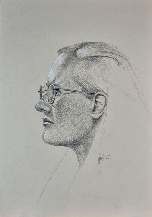 Zeichnungen mit dem Titel "Junge Frau mit Bril…" von Arne Groh, Original-Kunstwerk, Bleistift