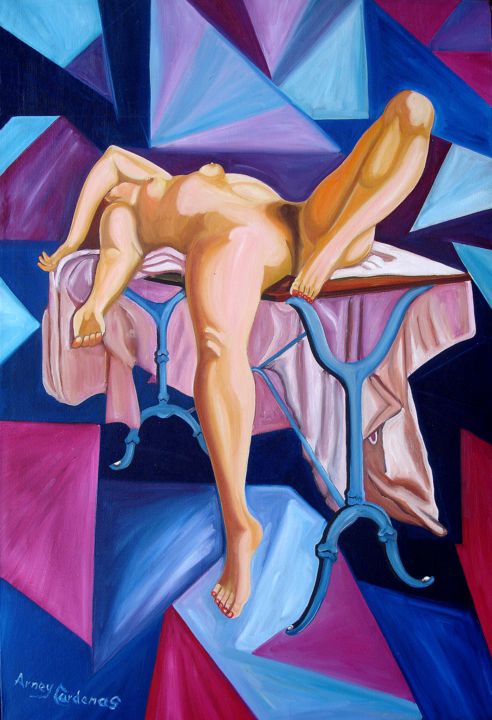 Painting titled "NAKED ORIGINAL" by Arney Càrdenas, Original Artwork, Oil Mounted on Wood Stretcher frame