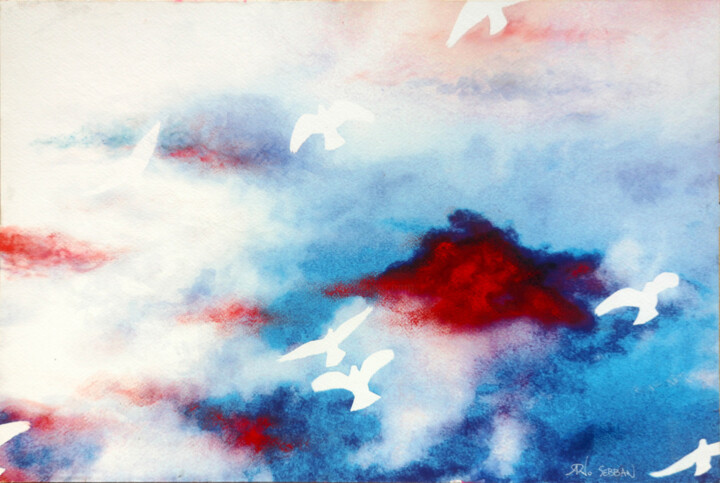 Malerei mit dem Titel "Nuage" von Arno Sebban, Original-Kunstwerk, Pastell