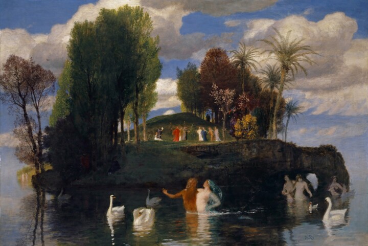 Pintura intitulada "L'île de la vie" por Arnold Böcklin, Obras de arte originais, Óleo