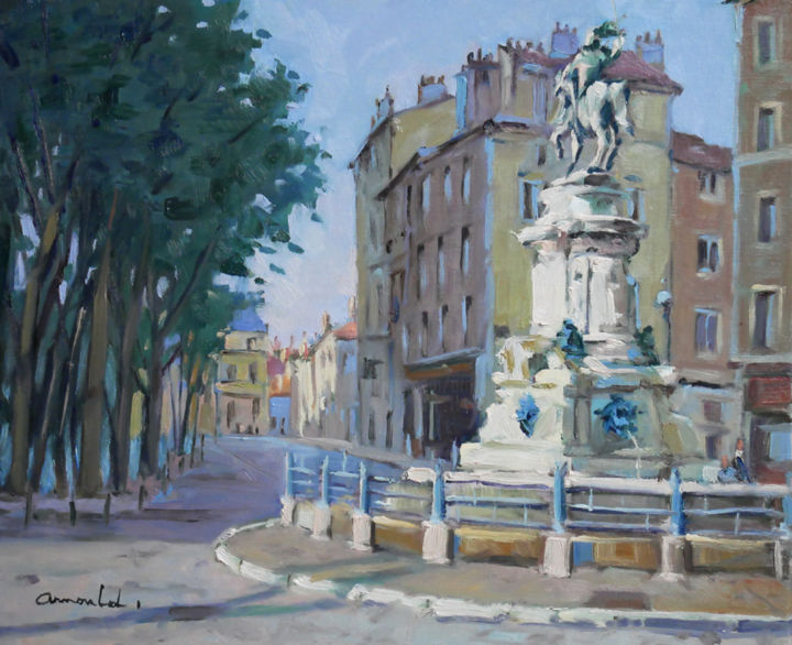Peinture intitulée "Place Saint Epvre à…" par Christian Arnould, Œuvre d'art originale, Huile